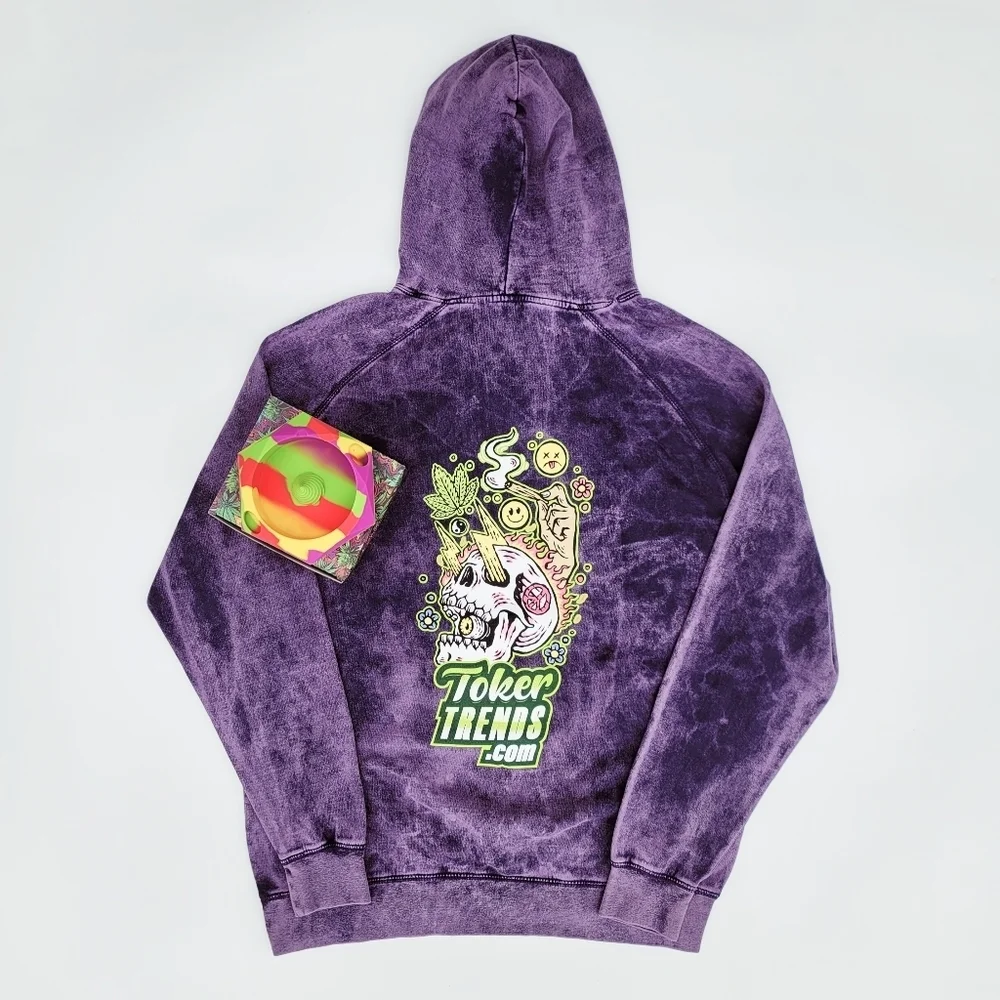 TokerTrends SmokeSesh Purple Tie-Dye Unisex Hoodie & Bowlzer Combo - Picture 1 of 8